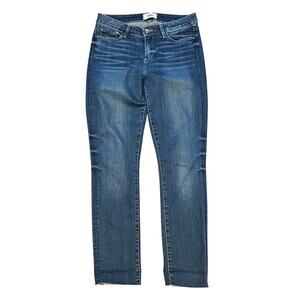 Paige skyline ankle peg skinny jeans Dark denim stretch womens 29 8 raw hem